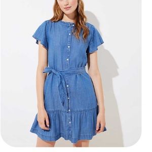 Loft flutter sleeve chambray shirtdress